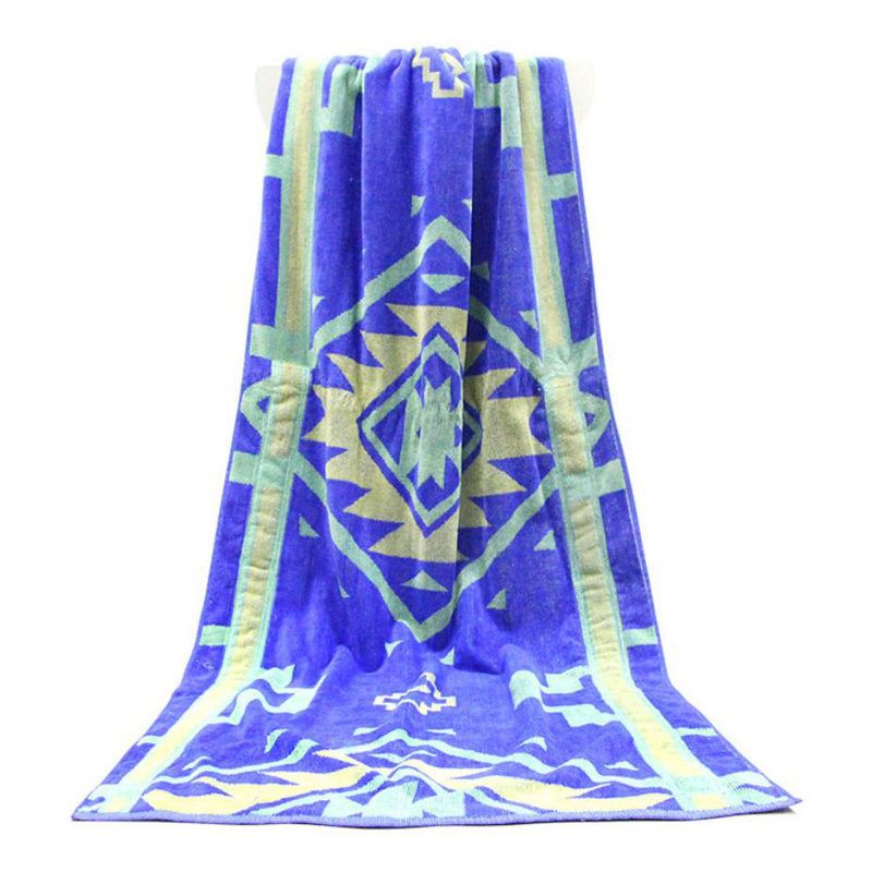 Katoenen jacquard strandhanddoek met ritszak